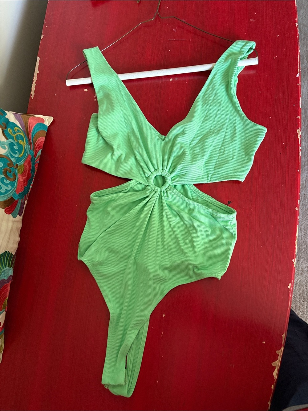 wild fable Bright Green Ring-Cutout Bodysuit